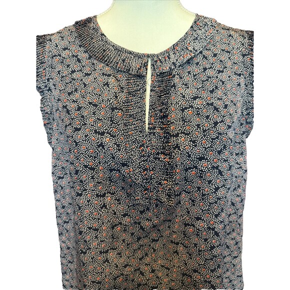 Boden Sleeveless Blouse Women's 10 Ruffle Split Neck Abstract Floral Career - Picture 2 of 8